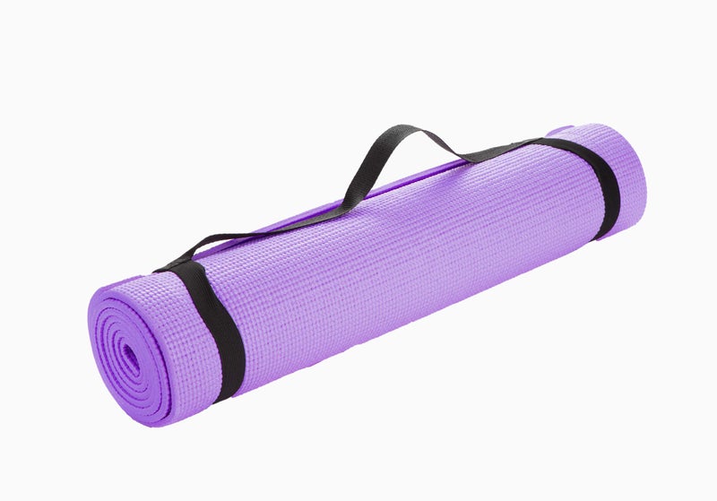 Mind Reader YOGAPVC-PUR All Purpose Extra Thick Yoga Fitness & Exercise Mats with Carrying Strap, High Density Anti-Tear - Image 1